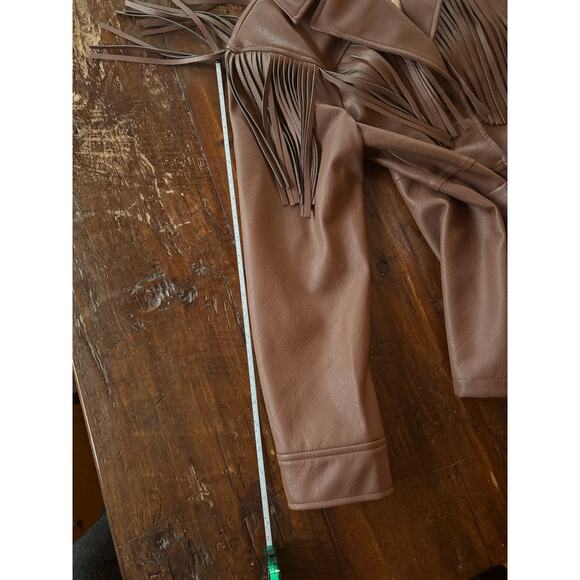 Avec Les Filles for Anthropologie Fringe Faux Leather Shacket XS - Picture 11 of 14